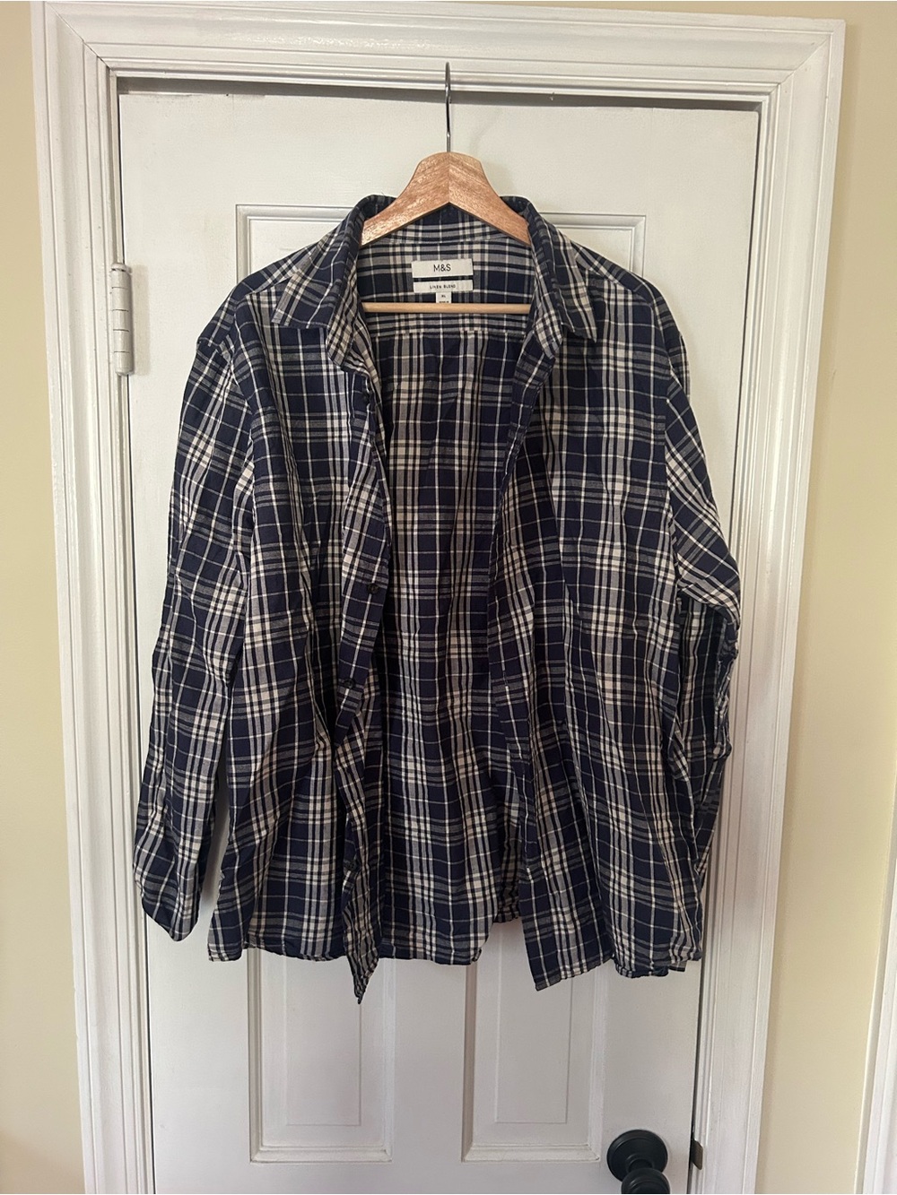 Marks & Spencer Navy and White Plaid Lightweight Shirt Jacket